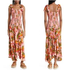 NWT Anthropologie + Farm Rio Mango Trees Smocked Bodice Maxi Dress Mango Trees
